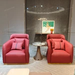 Modern Luxury Sofa Set with Multi-Process Quilted Craftsmanship, High-Gloss Natural Wood Veneer & Gold Stainless Steel Accents